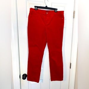 Talbots Simply Flattering 5 Pocket Straight Corduroy Red Pants. Size 14P